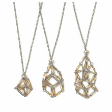 3pcs Crystal Necklace Holder Adjustable Empty Stone Crystal Holder Quartz Raw Stone Necklace Cord Handmade Woven Netted Cage for Jewelr