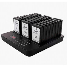 Wireless Restaurant Pager Food Truck 24 Coasters Buzzer Pager Receiver Calling System for Bar Cafe Food Court EU Plug