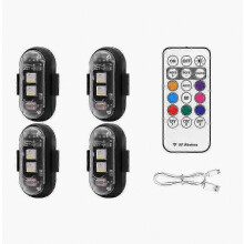 4PCS Wireless LED Strobe Lights with Remote Control, 8 Colors USB Charing Waterproof Emergency Warning Lights 25-26s