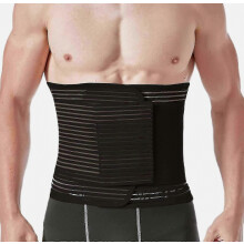 Abdominal Binder for Post Surgery, Postpartum Recovery & Hernia Support, Adjustable Breathable Belt, Black Large for Women & Men