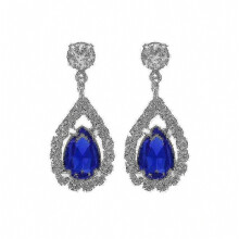 925 Silver Teardrop Drop Earrings, Royal Blue Zircon, Delicate Jewelry for Women, Wedding, Party, Gift Occasions