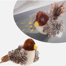 Interactive Simulated Chirping Bird Cat Toy, Electronic Sound, Feather Toy for Indoor Cats