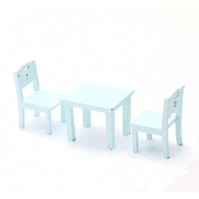 Mini Wooden Table and Chairs Set, 3Pcs for Kids Role Play Model Making