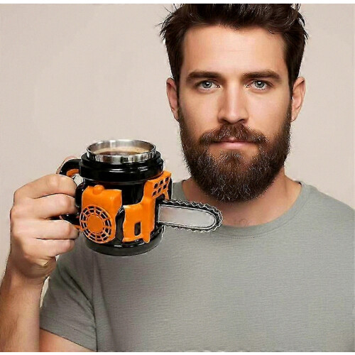 Creative Chainsaw Coffee Cup, 300ml, Resin Desktop Ornament, Funny Drinkware 1