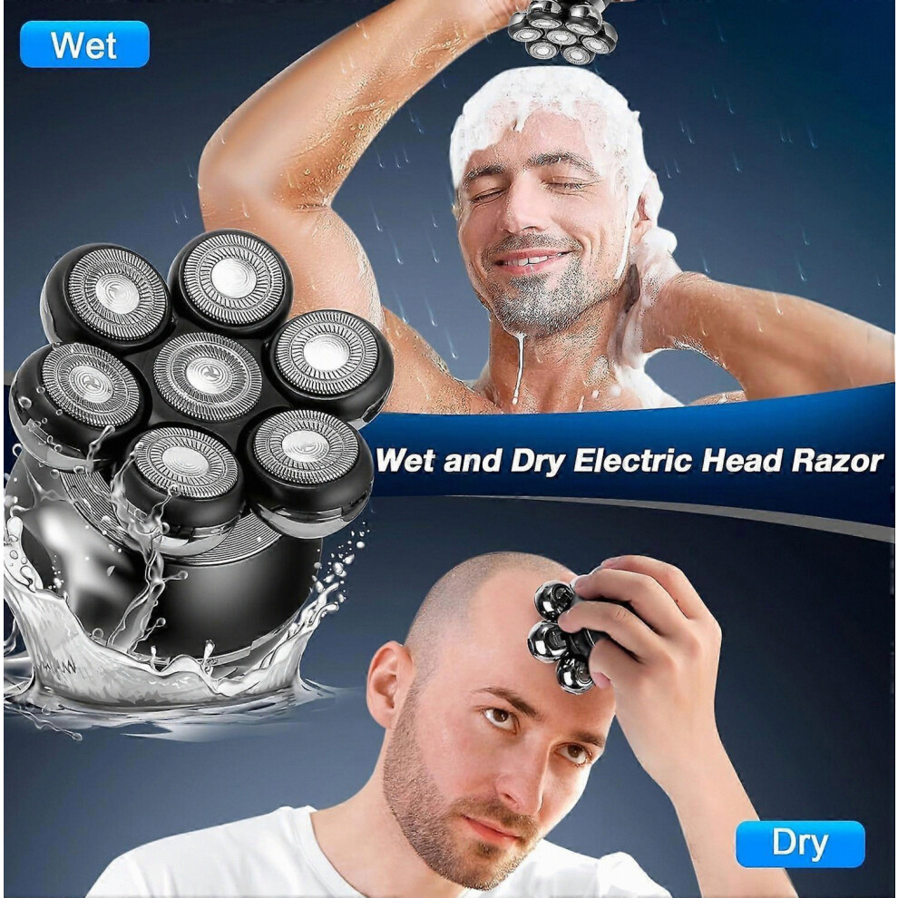 Charging Gillette Razor Electric 7D Electric Head Shaver, 6-in-1 Wet Dry Rotary Razor, Waterproof IPX7 ...