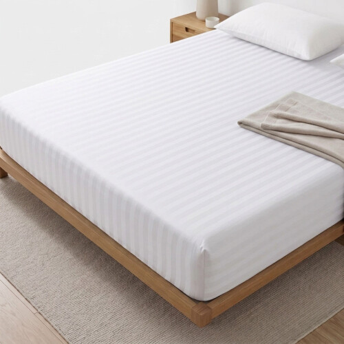Imperial Rooms (Double (135x190cm), White) Satin Fitted Sheet 40cm Extra Deep Soft Stretchable Microfiber Fitted Bed Sheet 2