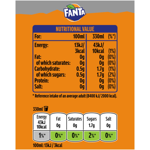 Fanta Fanta Zero Orange Soft Drink Cans, 24 x 330 mL 1