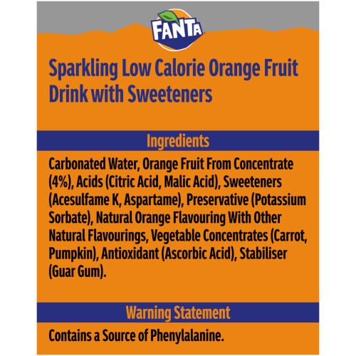 Fanta Fanta Zero Orange Soft Drink Cans, 24 x 330 mL 2