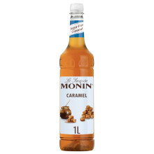 MONIN Premium Caramel Sugar Free Syrup 1L for Coffee and Cocktails. Vegan-Friendly, Allergen-Free, 100 Percent Natural Flavours and Colourings. Sugar