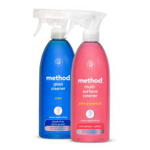Method Cleaning Bundle: Glass Cleaner Spray, Window And Stainless Steel Glass Spray, Mint Scent Fragrance 1 x 828 ml & Method Antibacterial, All Purp