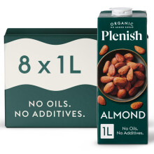 Plenish Unsweetened Organic Almond Milk 1L Carton (Pack of 8)