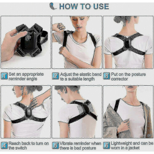 Smart Posture Corrector Brace with Vibration Reminder, Adjustable Back Support 2