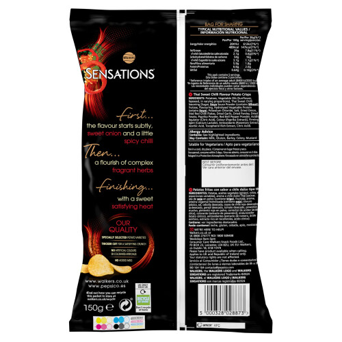 Walkers Sensations Thai Sweet Chilli Sharing Bag Crisps 150g 1