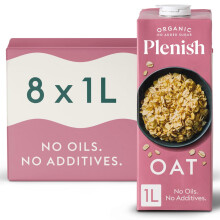 Plenish Organic Unsweetened Oat Milk 1L Carton (Pack of 8)