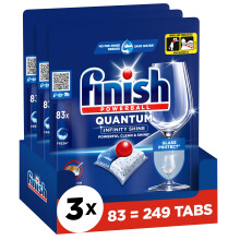 Finish Quantum Infinity Shine Dishwasher Tablets - Powerful Cleaning, Grease Dissolving Power and Shine - 249 Finish Caps (3 x 83 Caps)