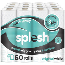 Splesh by Cusheen 3-ply Toilet Roll - Unscented (60 Pack) Soft, Quilted Bulk Toilet Rolls, Toilet Tissue and Loo Rolls – Eco-Friendly Toilet Paper S