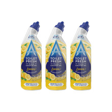 Astonish Toilet Fresh Gel - Removes 99.9% Bacteria - Removes & Prevents Limescale - Long-Lasting Fresh Fragrance - Lemon Scented – Multipack of 3 x