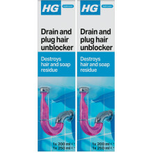 HG Drain and Plug Hair Unblocker, Removes Hair from Showers, Baths, Sinks & Plug Holes, Unblocks Blocked Bathroom Pipes & Drains Quickly & Easily (20