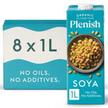 Plenish Organic Unsweetened Soya Milk 1L Carton (pack of 8)