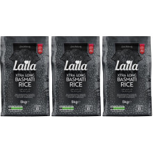 LAILA Supreme Extra Long Rice Grains, White, Package May Vary (Pack of 3)