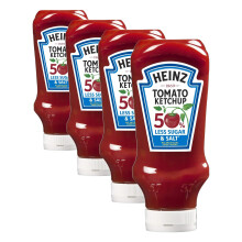 Heinz Tomato Ketchup 50% less sugar and salt, 800ml (Pack of 4)