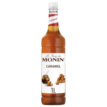 MONIN Premium Caramel Syrup 1L, for Lattes, Frappes, Desserts, Vegan