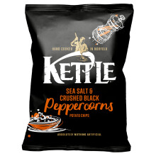Kettle Sea Salt & Crushed Black Peppercorn Crisps Share Bag 130g