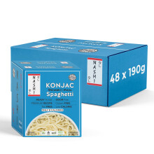 Nashi Shirataki Konjac Spaghetti 190g (Pack of 48) - Odour Free, Low Calorie (Only 8 Cal), Fat Free Pasta, Vegan, Keto & Gluten Free, Glucomannan Spa