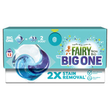 Fairy Non Bio The Big One Washing Liquid Pods, 12 Washes, 2X Stain Removal, Voted No1 For Sensitive Skin