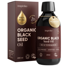 Inspiriko Black Seed Oil Organic Cold Pressed, Black Cumin Seed Oil, 200ml