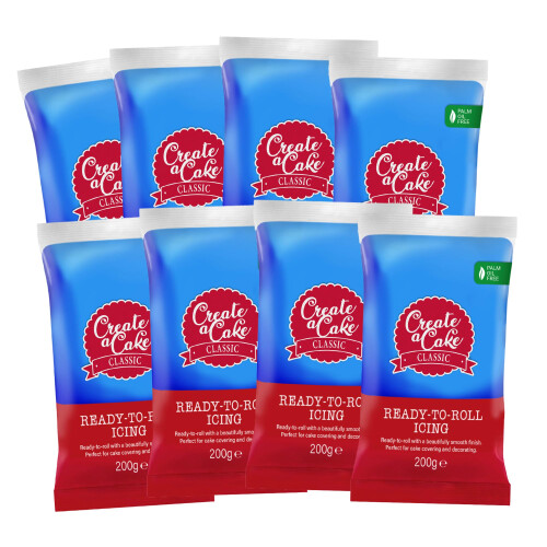Create A Cake 1.6kg Blue Fondant Icing, Ready to Roll Sugar Paste