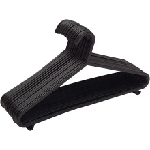 Straame Black Plastic Hangers 50 Pack, 37cm Slim Clothes Hangers with Hooks