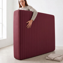 (Double (135x190cm), Burgundy) Satin Fitted Sheet 40cm Extra Deep Soft Stretchable Microfiber Fitted Bed Sheet