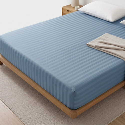 Imperial Rooms (Double (135x190cm), Washed Blue) Satin Fitted Sheet 40cm Extra Deep Soft Stretchable Microfiber Fitted Bed Sheet 2