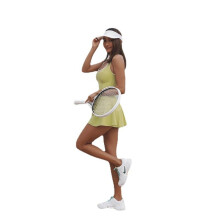 (White, L) Women's Tennis Dress Built-in Shorts One Piece Yoga Workout Dress for Golf Running Athletic
