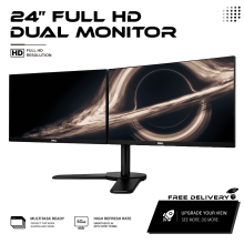 DUAL MONITOR MULTI SCREEN DELL Setup 2 x 24" FULL HD 1920x1080 HDMI DP - Refurbished