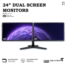 DUAL MONITOR MULTI SCREEN DELL Setup 48" (2 x 24") FULL HD 1920x1080 HDMI DP - Refurbished