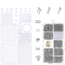 Resin Molds for Jewelry,earring Making Kit with Earring Epoxy Molds And Earring Hooks, Jump Rings F
