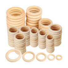 120pcs Natural Wood Rings Set, Unfinished Macrame Wooden Ring, Wood Circles for Diy Craft, Ring Pen