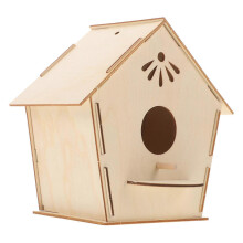 Beige Wooden Bird House Craft for Decoration 1 Kit DIY Paint Toy for Kids