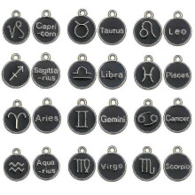 (Style 4) Diy Retro Alloy Jewelry Accessories Twelve Constellations Kc Gold Drop Oil Multi-color English Alphabet Diy Pendant