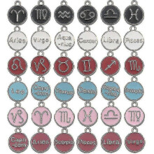 (Style 1) Diy Retro Alloy Jewelry Accessories Twelve Constellations Kc Gold Drop Oil Multi-color English Alphabet Diy Pendant