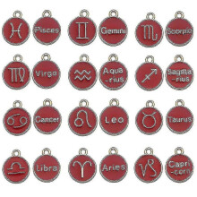 (Style 2) Diy Retro Alloy Jewelry Accessories Twelve Constellations Kc Gold Drop Oil Multi-color English Alphabet Diy Pendant