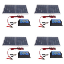 4X Solar Panel 10W 12V Polycrystalline IP65 Waterproof Portable 30A Solar Charge Controller Combo for Outdoor