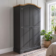 Mercers Furniture Corona Charcoal Grey 2 Door Arch Top Wardrobe
