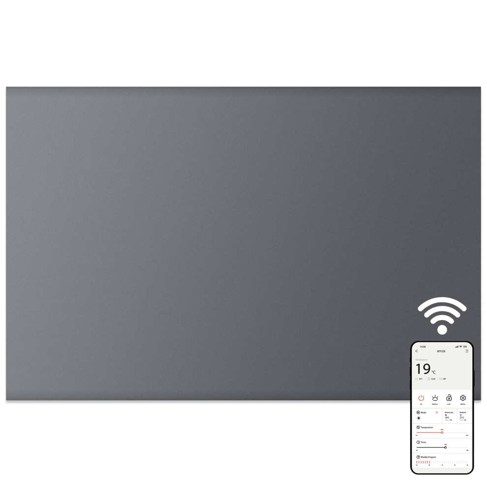 Mylek Unisex Charcoal Electric Panel Heater Wifi App Controlled Slimline 1200W In Size 5 - Image 4