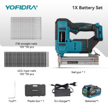 YOFIDRA Cloueur et agrafeuse électrique 2 en 1 sans fil, compatible batterie Makita, moteur sans balais