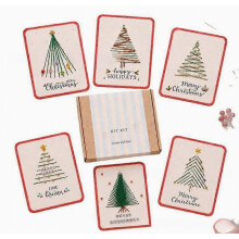 Kerstkaart DIY Borduurpakket, Handgeborduurde Wenskaartenset, Leuke Knutselactiviteit, Maak Unieke Kerstkaarten, Handgemaakt Kerstcadea