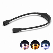 Lampe de lecture LED rechargeable par USB, 3 couleurs et 9 niveaux de luminosité, bras flexible pour la lecture, le tricot, le crochet,