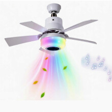 Intelligente E27 RGB-Deckenventilatorleuchte mit Bluetooth-Lautsprecher, schraubenlose Montage ohne Bohren, ideal für Schlafzimmer, Hom